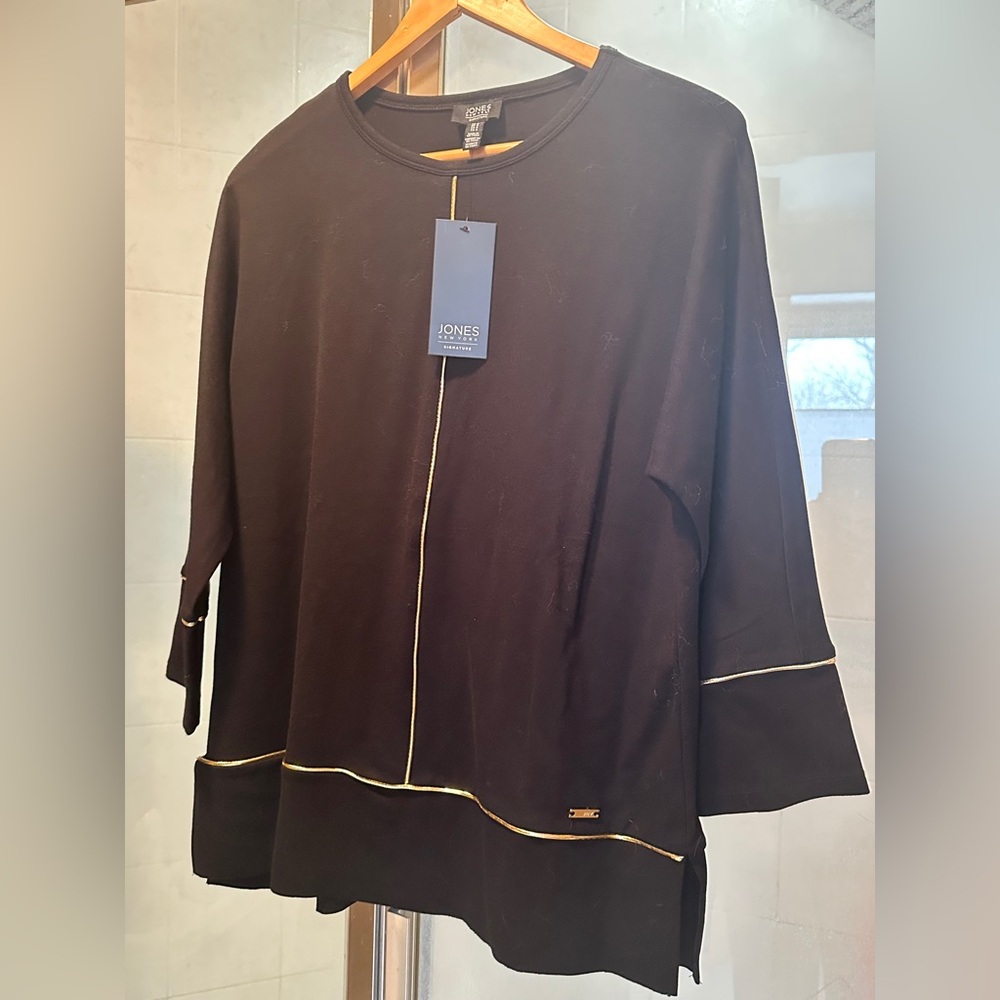 Ann Taylor Black Sweatshirt with Gold Accents